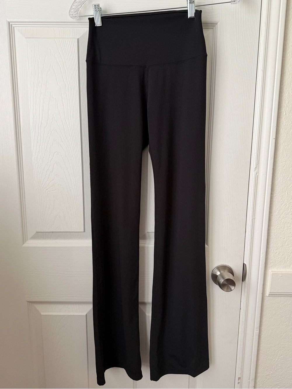 Uniqlo Ribbed Wide Leg Pants Black High Rise Lounge Pants S